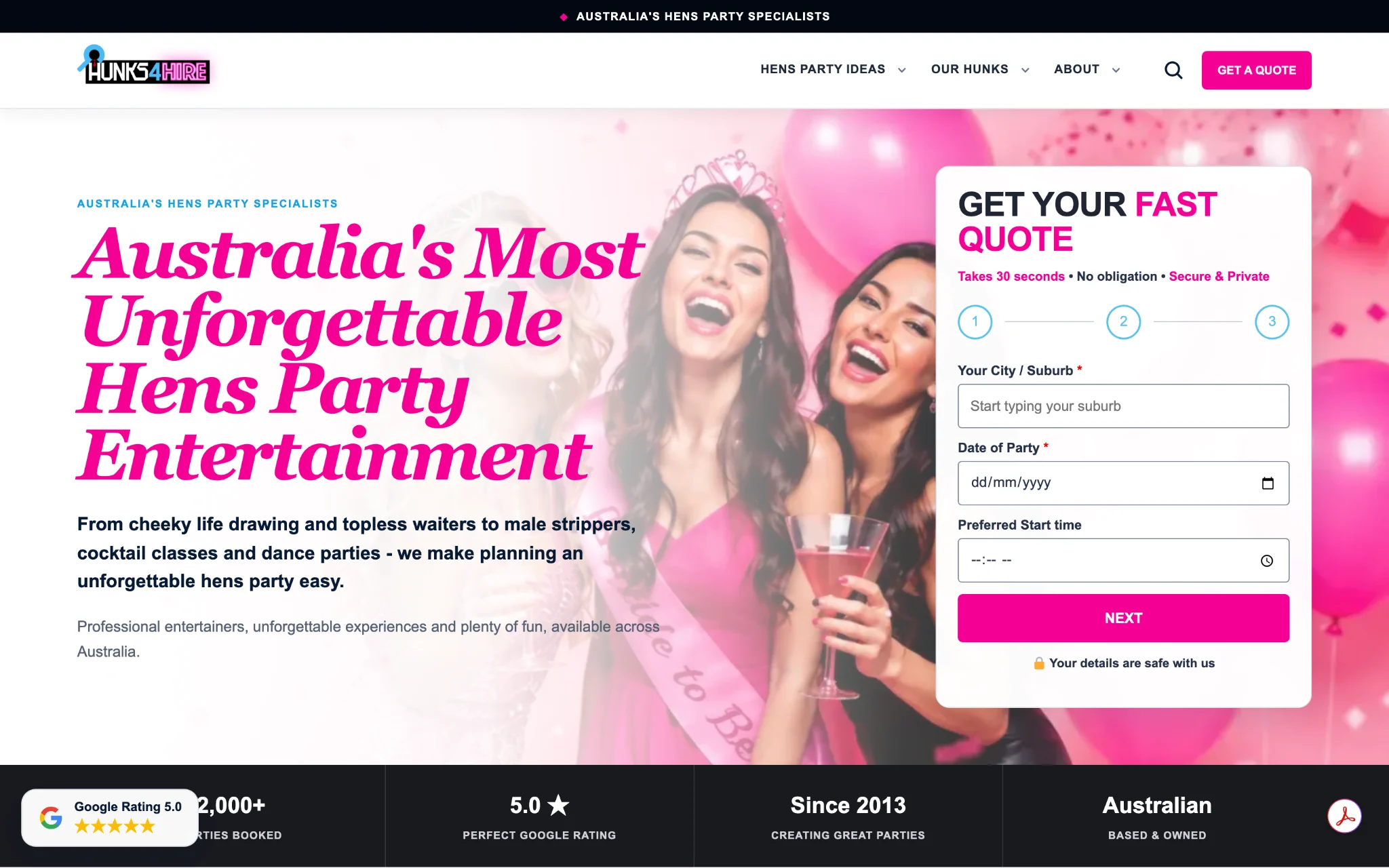 Hunks4hire Website Rebuild & Digital Optimisation website design