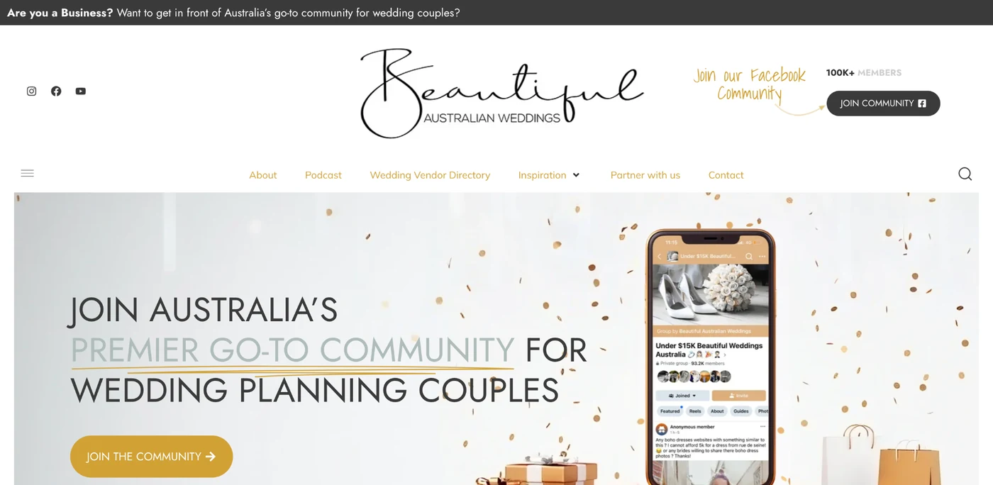 Beautiful Australian Weddings website design